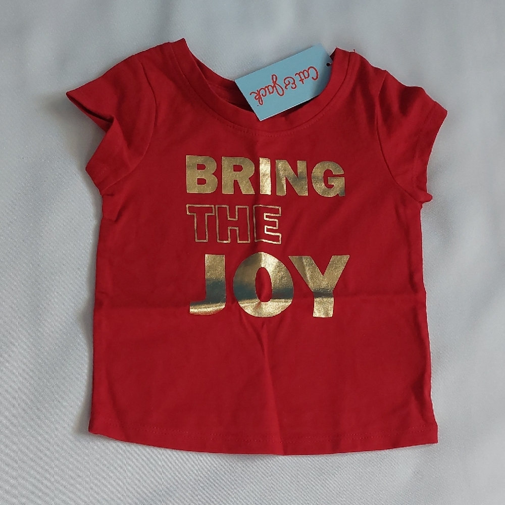 Cat & Jack Red Tee Bring The Joy 18 Months